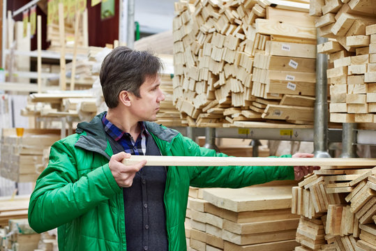 Man shopping for timber in shop