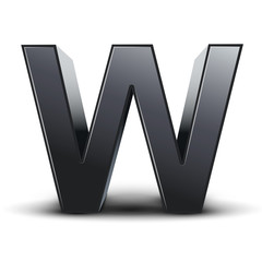 3d black letter W