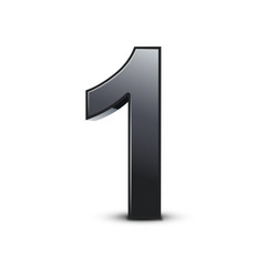 3d shiny black number 1
