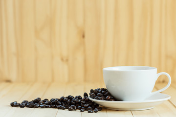 Coffee cup and coffee beans
