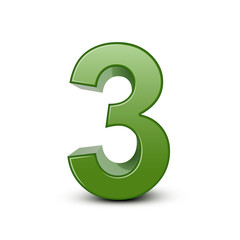 3d shiny green number 3