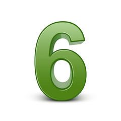 3d shiny green number 6