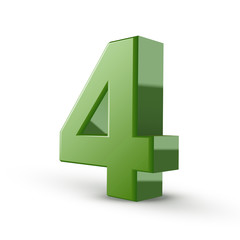 3d shiny green number 4