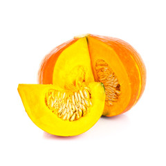 Fresh orange pumpkin isolated on white background