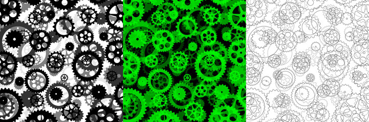 set of three backgrounds with gears
