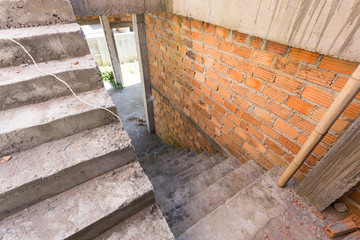 construction house of residential with bricks wall