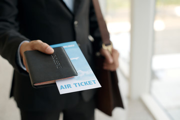 Giving passport and ticket
