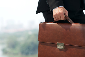 Businessman with briefcase - obrazy, fototapety, plakaty
