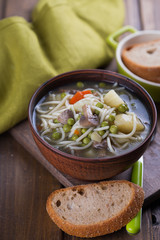 Soup with pasta and vegetables