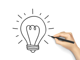 light bulb drawn by human hand