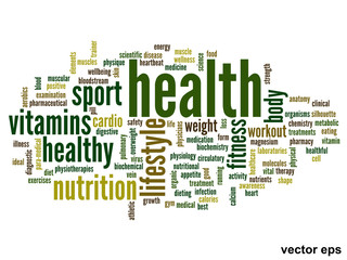 Vector conceptual health word cloud