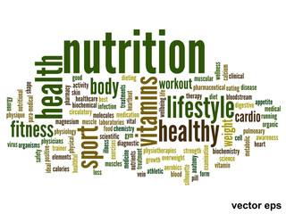 Vector conceptual nutrition health word cloud