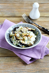 Nutritional Risotto with mushrooms and eggplant