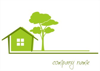 Home , architecture , tree, green business logo design