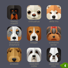 Animal faces for app icons-dogs set 3
