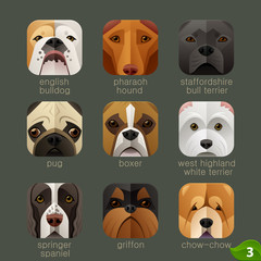 Animal faces for app icons-dogs set 2