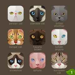 Fotobehang Animal faces for app icons-cats set © kolopach