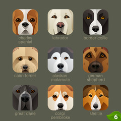 Animal faces for app icons-dogs set 5