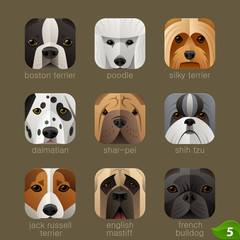 Obraz premium Animal faces for app icons-dogs set 4