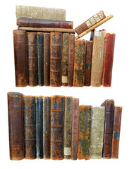 Naklejka premium Set with old damaged books