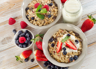 muesli breakfast with fresh berries