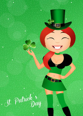 girl with shamrock for st. Patrick's day