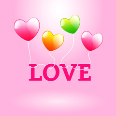 Valentine day.Heart balloon and LOVE text.