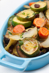 Roasted vegetables with raisins.