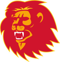 Angry Lion Head Roaring