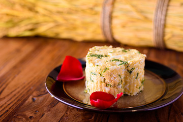 The heart-shaped cake