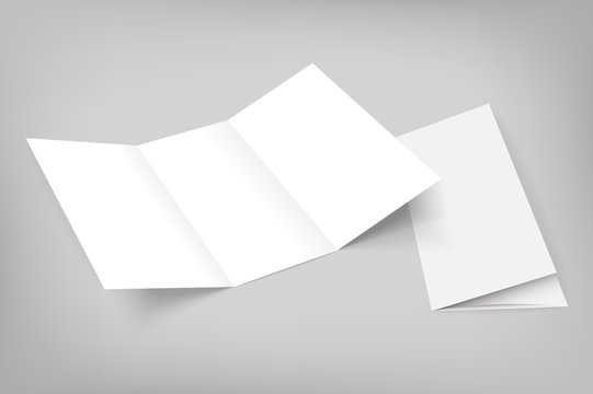 Blank Vector Tri Fold Mockup On Gray