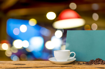 Coffee shop blur background with bokeh image.