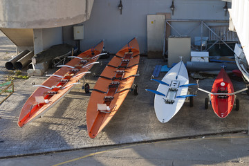 Racing rowing boats