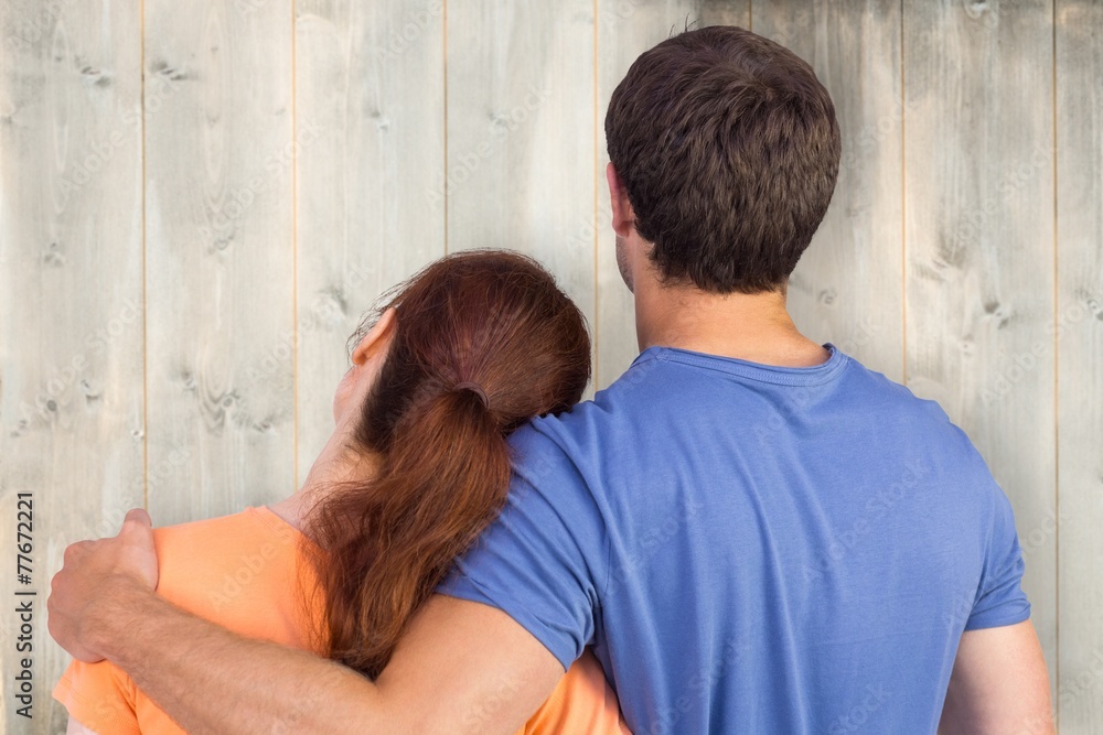 Poster composite image of couple with backs to camera