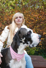 Dog Portrait and blond Woman