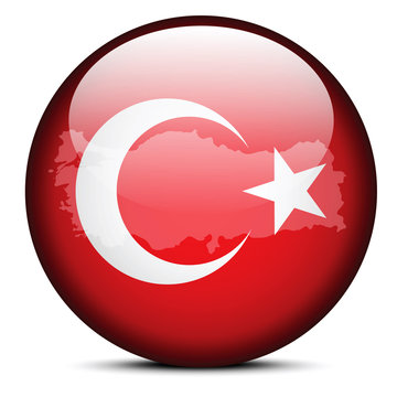 Map on flag button of Republic of Turkey