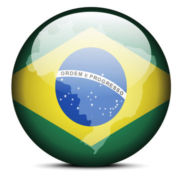 Map on flag button of Federative Republic of Brazil