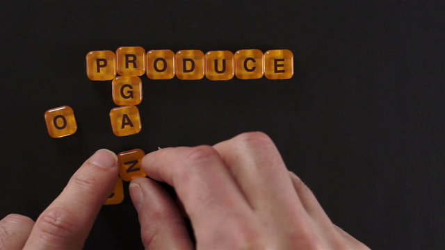 Letter Blocks Spell Organic Produce