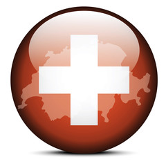 Map on flag button of Switzerland, Swiss Confederation