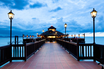 Shore restaurant in the dusk, Langkawi