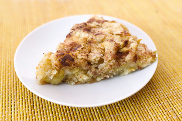 apple-pie with cinnamon on a white plate