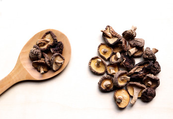 dry chinese mushroom in the spoon