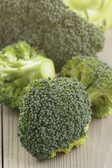 fresh broccoli cabbage on wood table