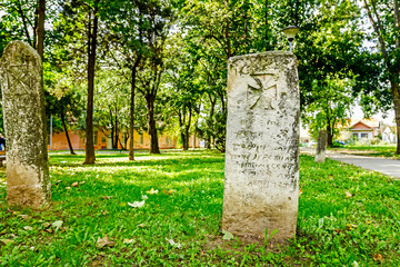 Fototapeta premium Maltese cross on headstone