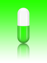Medicine pill (capsule) with a reflection on gradient table