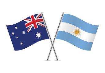 Argentinian and Australian flags. Vector illustration.
