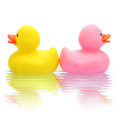 Rubber duck couple sitting back to back