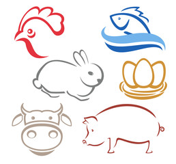 Farm animals silhouettes