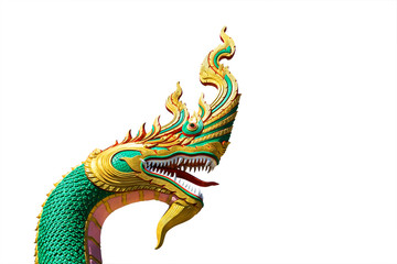 Fototapeta premium serpent king or king of naga statue on white background