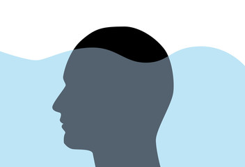 Subconscious mind concept with man face silhouette.